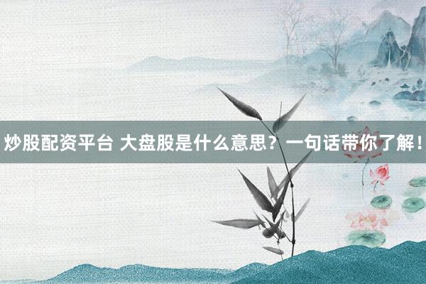 炒股配資平臺(tái) 大盤股是什么意思？一句話帶你了解！