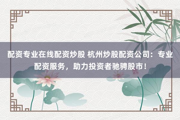配資專業(yè)在線配資炒股 杭州炒股配資公司：專業(yè)配資服務(wù)，助力投資者馳騁股市！