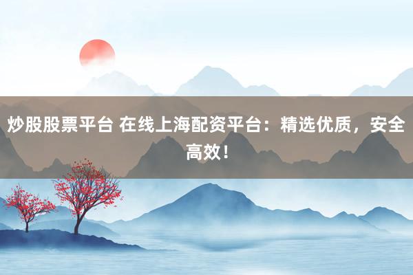 炒股股票平臺(tái) 在線上海配資平臺(tái)：精選優(yōu)質(zhì)，安全高效！